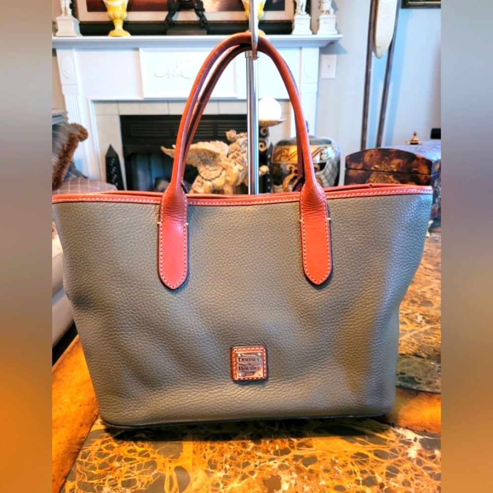Dooney & Bourke Gray and Red Leather Tote Bag